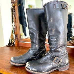 Frye Veronica Slouch Boot Distressed Black